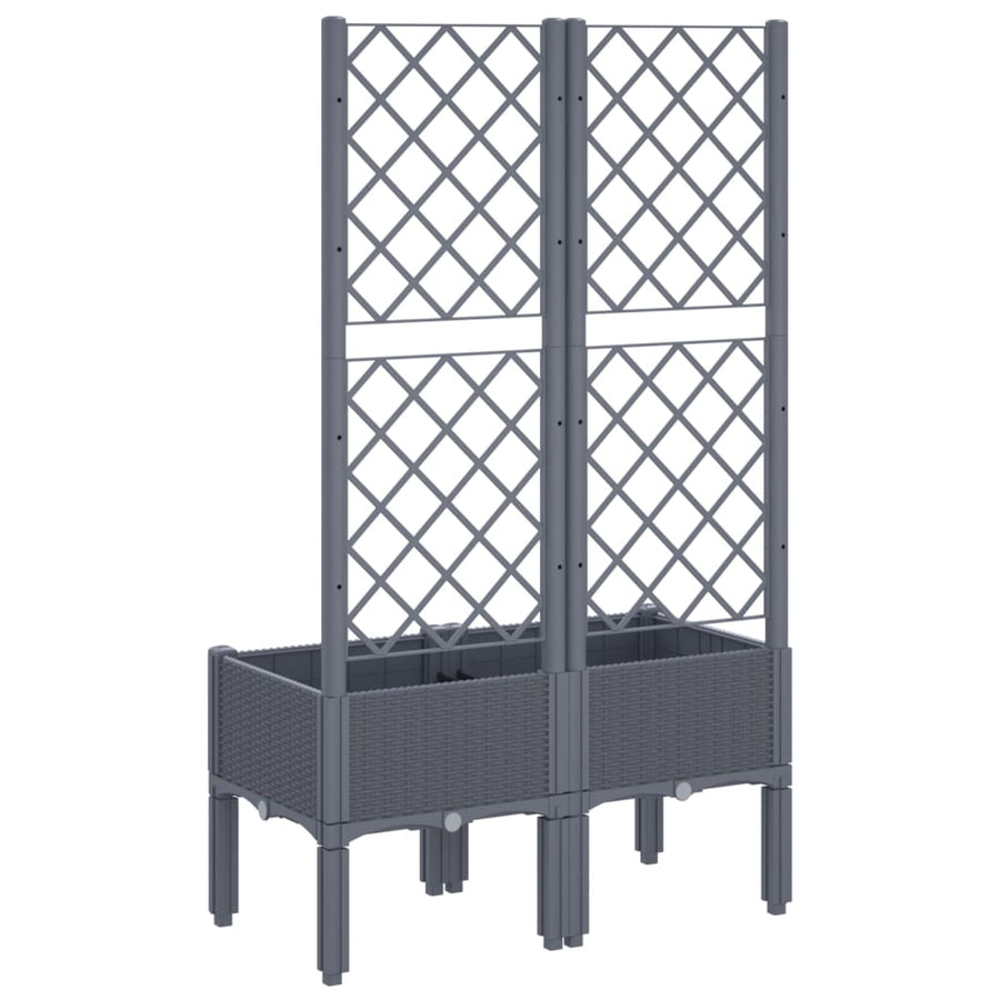 Plantenbak Met Latwerk 80X40X142 Cm Polypropeen Grijs