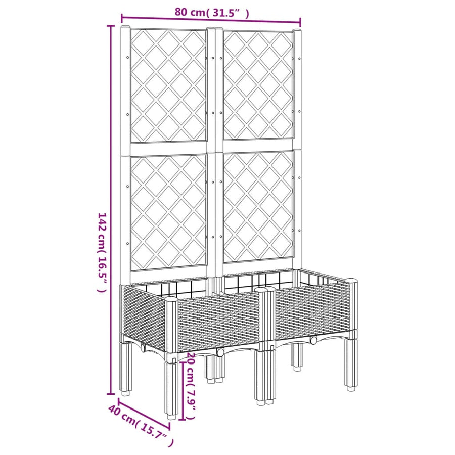 Plantenbak Met Latwerk 80X40X142 Cm Polypropeen Grijs
