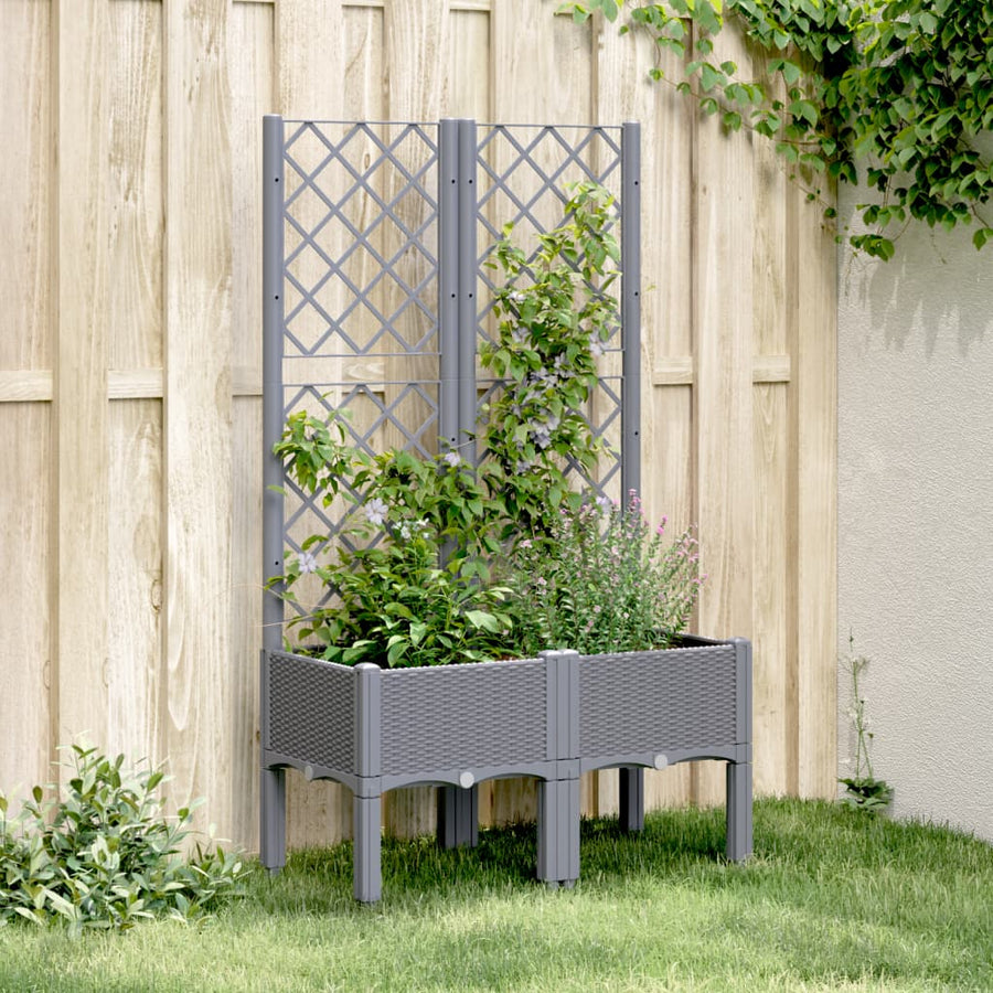 Plantenbak Met Latwerk 80X40X142 Cm Polypropeen Grijs