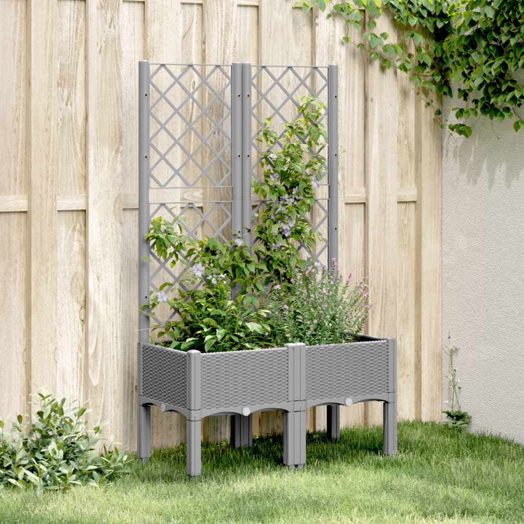 Plantenbak Met Latwerk 80X40X142 Cm Polypropeen Lichtgrijs