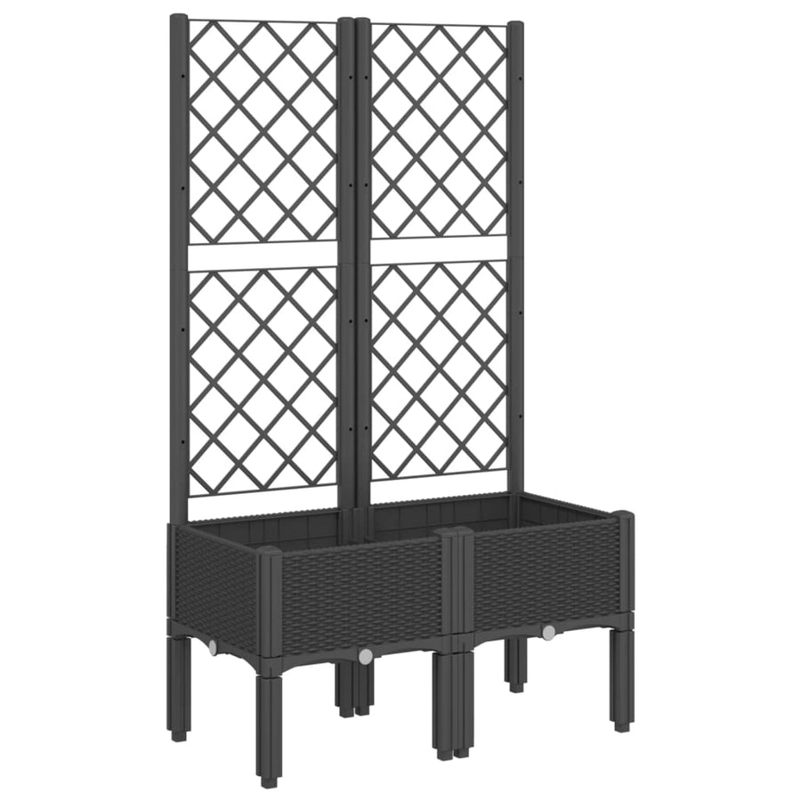 Plantenbak Met Latwerk 80X40X142 Cm Polypropeen Zwart
