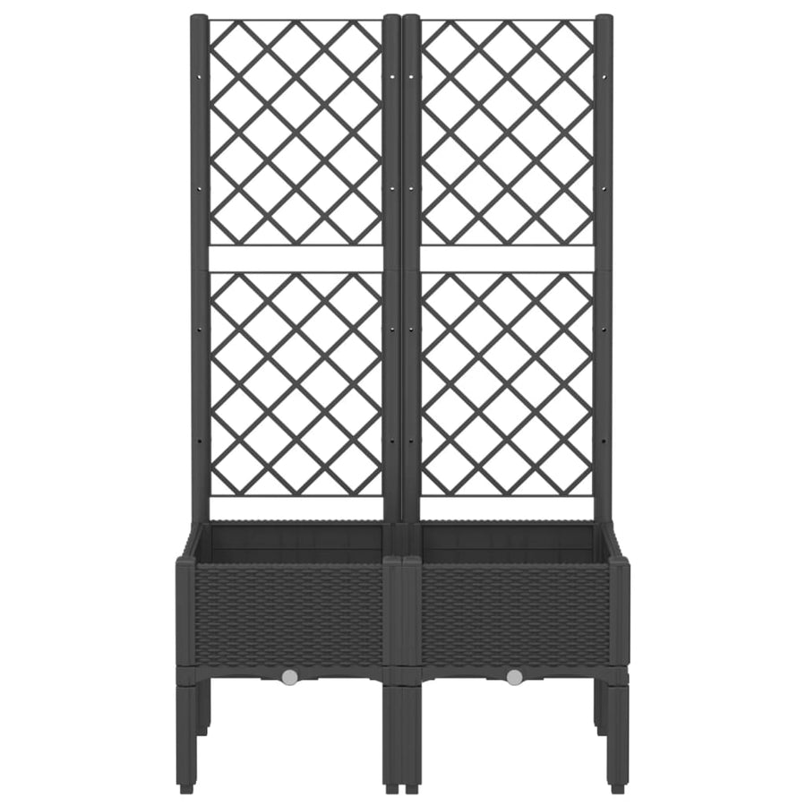 Plantenbak Met Latwerk 80X40X142 Cm Polypropeen Zwart