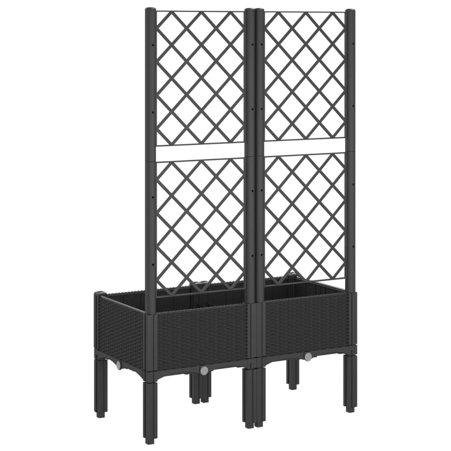 Plantenbak Met Latwerk 80X40X142 Cm Polypropeen Zwart