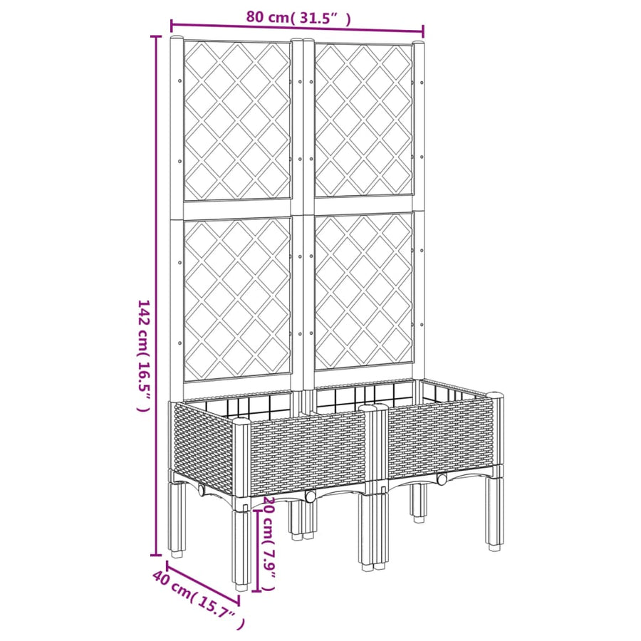 Plantenbak Met Latwerk 80X40X142 Cm Polypropeen Zwart