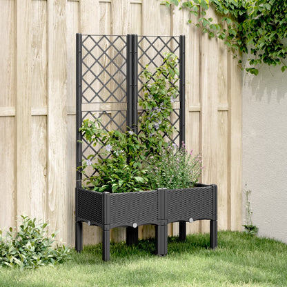 Plantenbak Met Latwerk 80X40X142 Cm Polypropeen Zwart