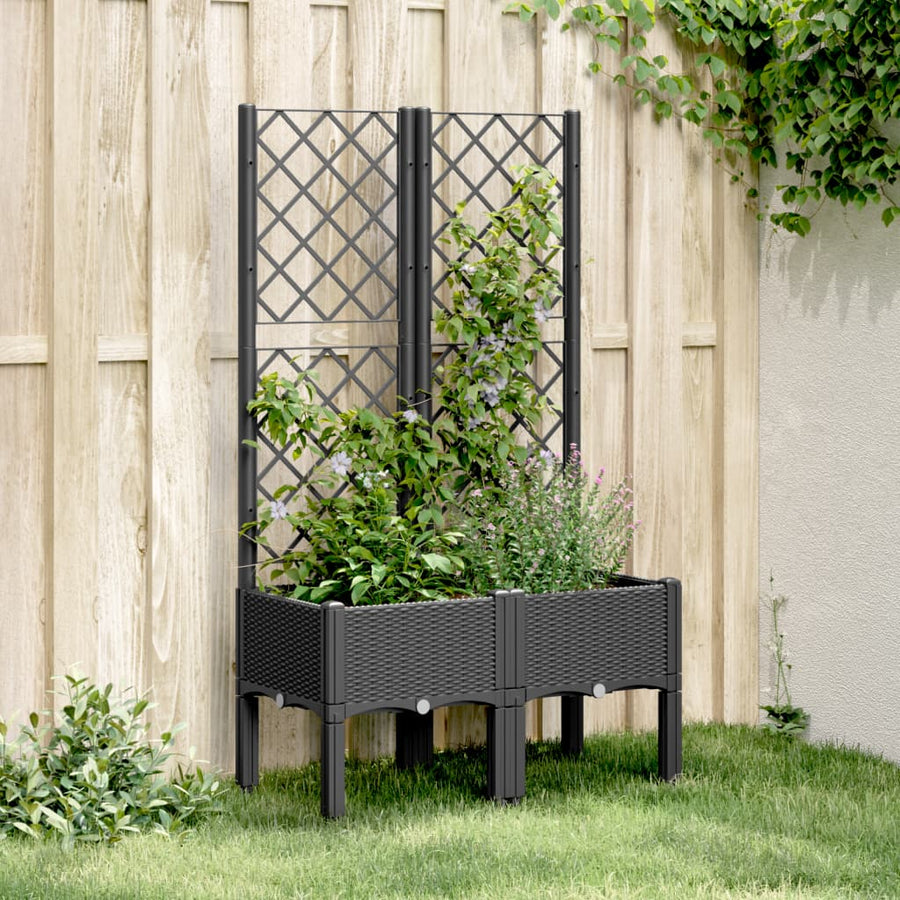 Plantenbak Met Latwerk 80X40X142 Cm Polypropeen Zwart