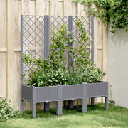 Plantenbak met latwerk 120x40x142 cm polypropeen blauwgrijs