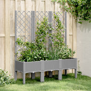 Plantenbak met latwerk 120x40x142 cm lichtgrijs polypropeen