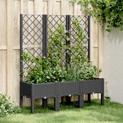 Plantenbak met latwerk 120x40x142 cm zwart