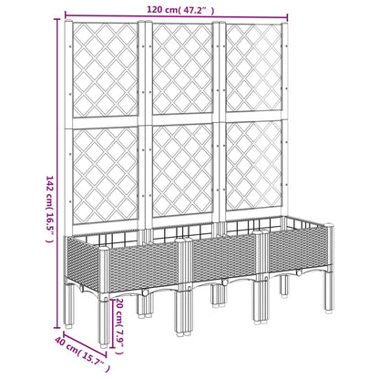 Plantenbak Met Latwerk 120X40X142 Cm Polypropeen Bruin