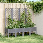 Plantenbak met latwerk 160x40x142 cm polypropeen blauwgrijs