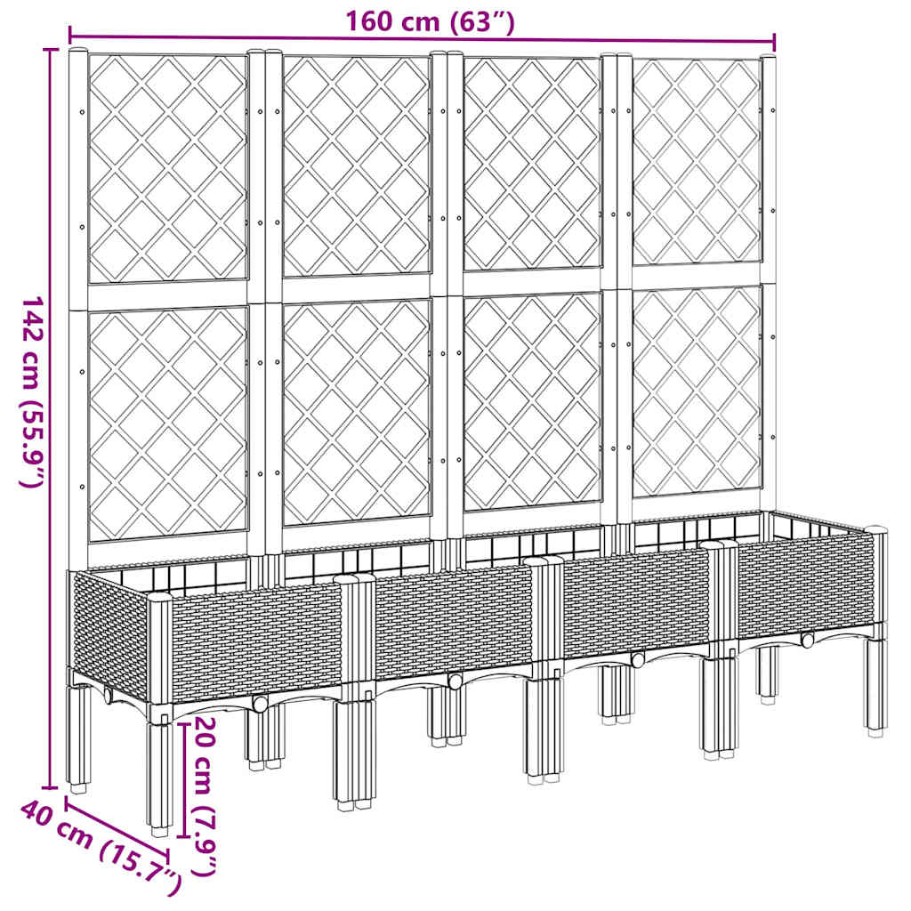 Plantenbak Met Latwerk Polypropeen 160 x 40 x 142 cm