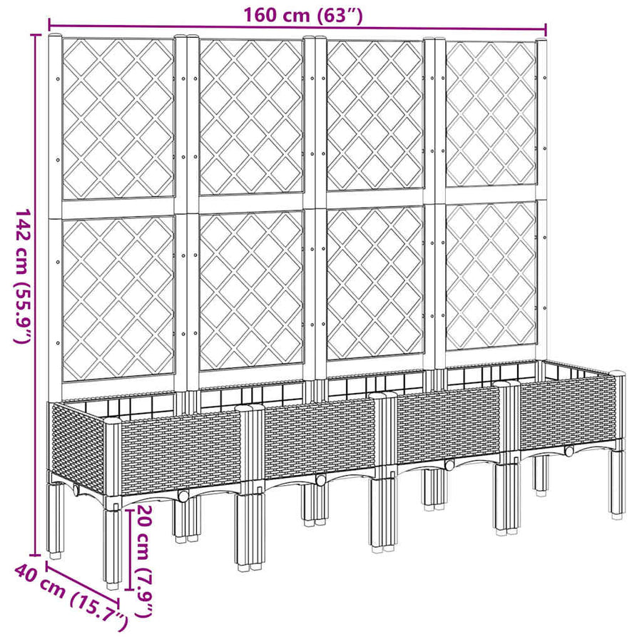 Plantenbak Met Latwerk Polypropeen 160 x 40 x 142 cm