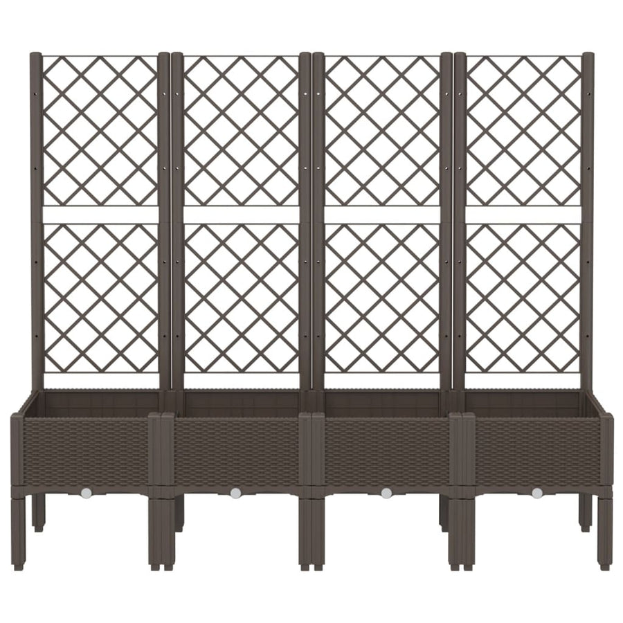 Plantenbak met latwerk 160x40x142 cm polypropeen bruin