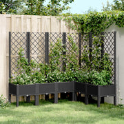 Plantenbak met latwerk 160x120x142 cm zwart
