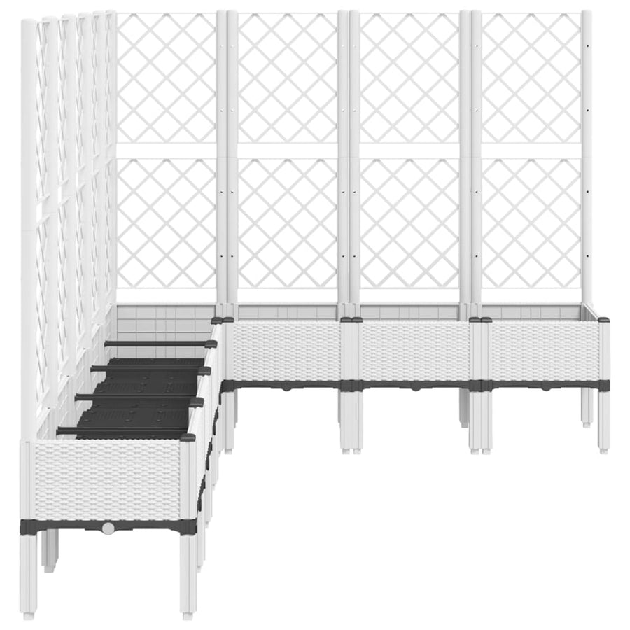 Plantenbak met latwerk 200x160x142 cm polypropeen wit