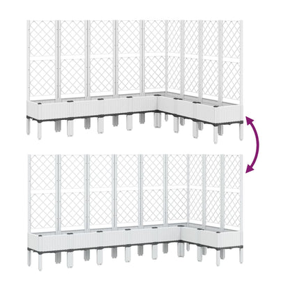 Plantenbak met latwerk 200x160x142 cm polypropeen wit