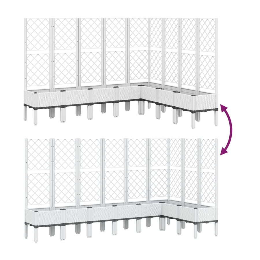 Plantenbak met latwerk 200x160x142 cm polypropeen wit