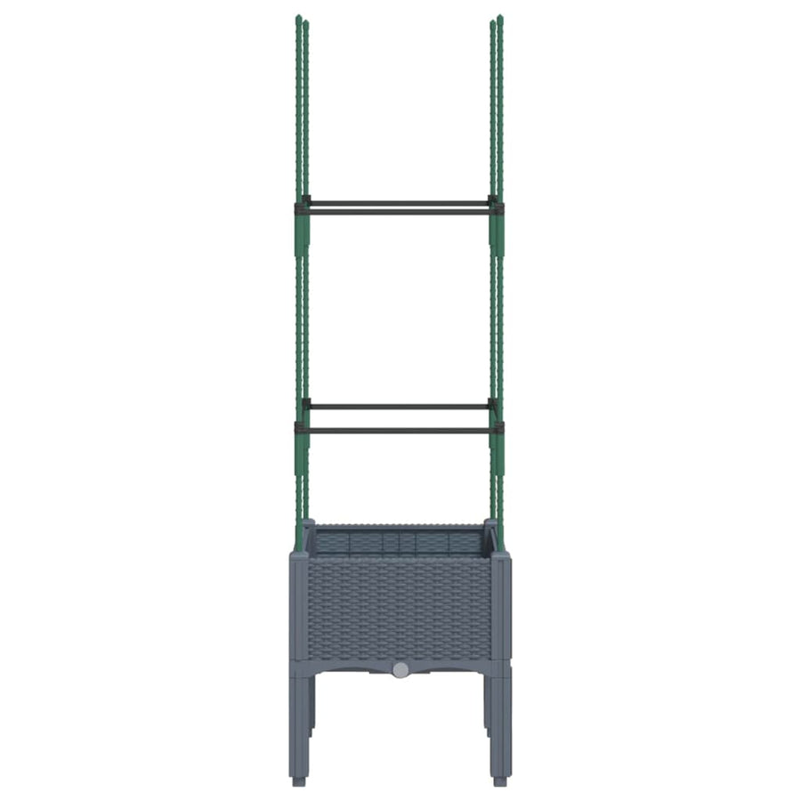 Plantenbak met latwerk 40x40x142,5 cm polypropeen grijs