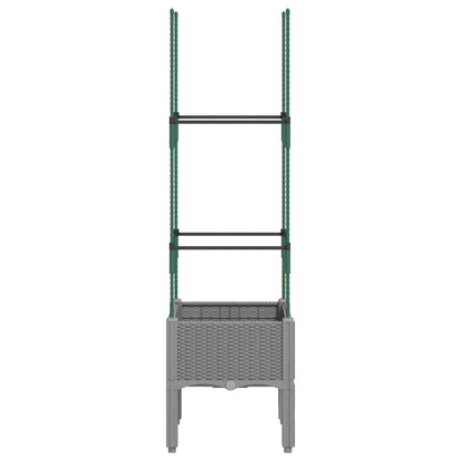 Plantenbak met latwerk 40x40x142,5 cm polypropeen lichtgrijs
