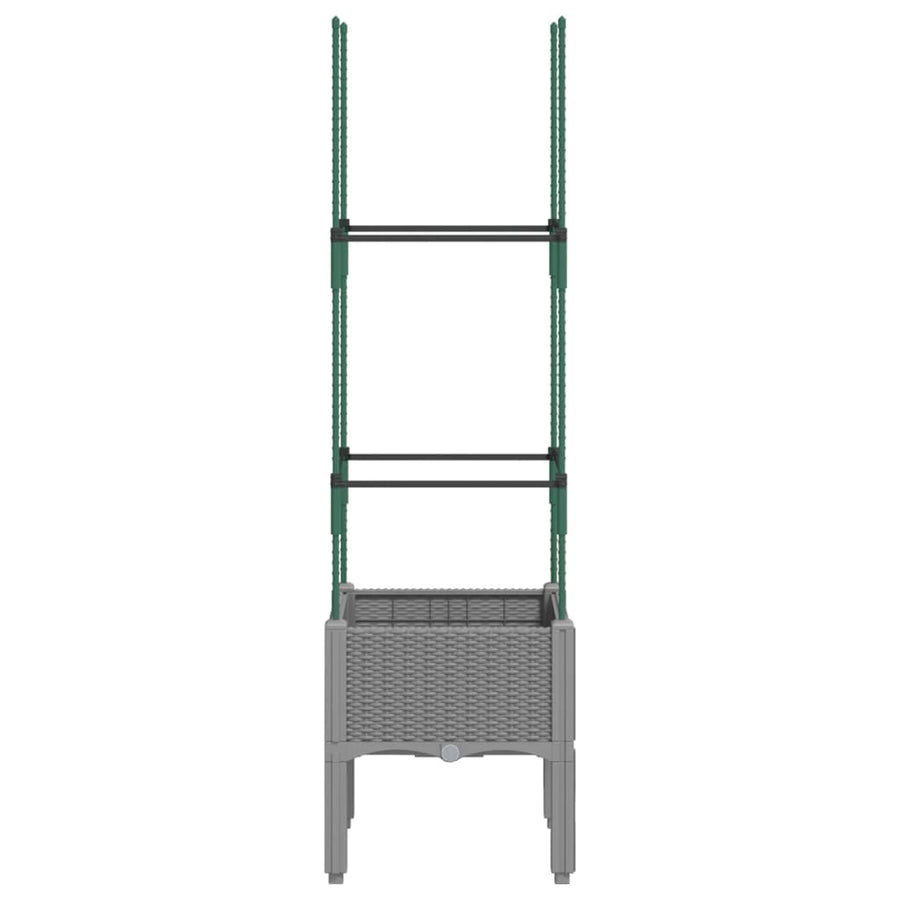 Plantenbak met latwerk 40x40x142,5 cm polypropeen lichtgrijs