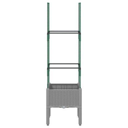 Plantenbak met latwerk 40x40x142,5 cm polypropeen lichtgrijs