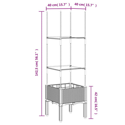 Plantenbak met latwerk 40x40x142,5 cm polypropeen zwart
