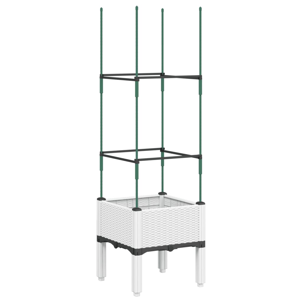 Plantenbak met latwerk 40x40x142,5 cm polypropeen wit
