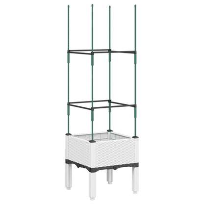 Plantenbak met latwerk 40x40x142,5 cm polypropeen wit