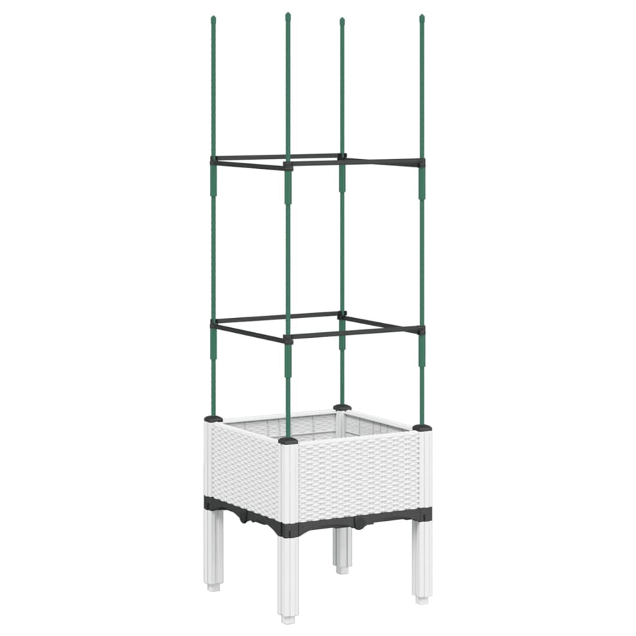 Plantenbak met latwerk 40x40x142,5 cm polypropeen wit