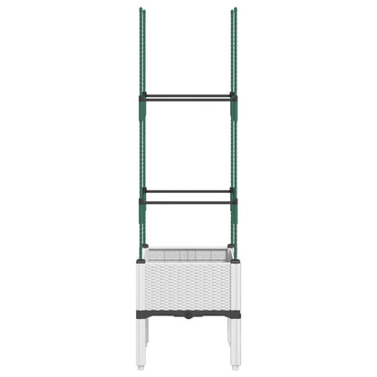 Plantenbak met latwerk 40x40x142,5 cm polypropeen wit