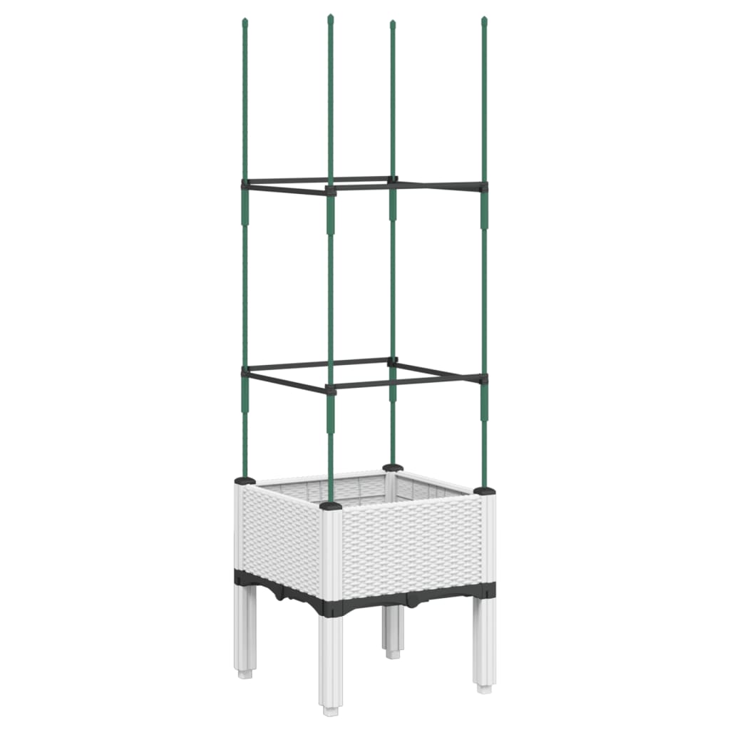 Plantenbak met latwerk 40x40x142,5 cm polypropeen wit