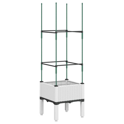 Plantenbak met latwerk 40x40x142,5 cm polypropeen wit