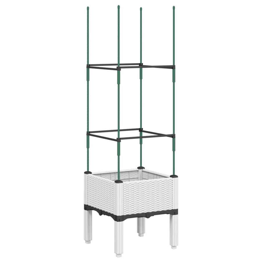 Plantenbak met latwerk 40x40x142,5 cm polypropeen wit