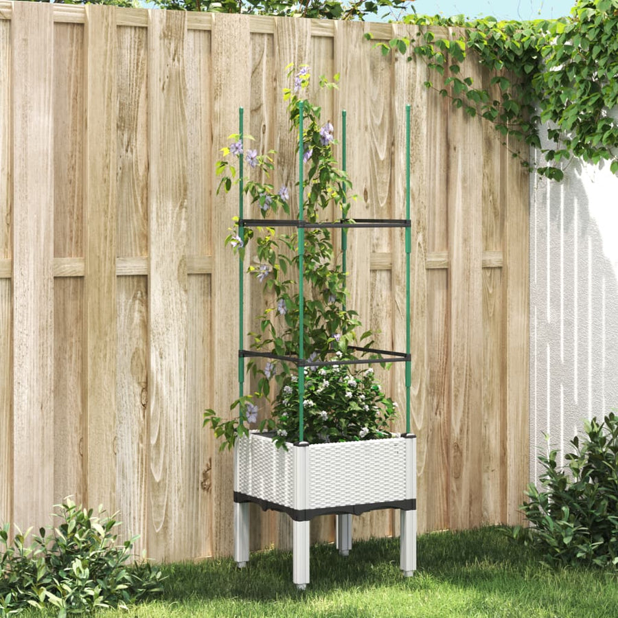Plantenbak met latwerk 40x40x142,5 cm polypropeen wit