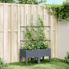 Plantenbak met latwerk 80x40x142,5 cm polypropeen blauwgrijs