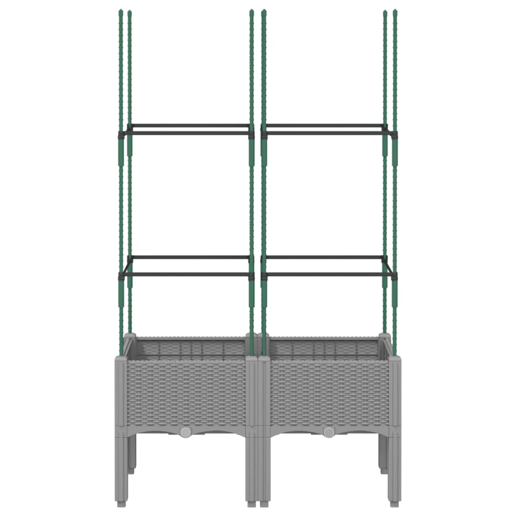 Plantenbak met latwerk 80x40x142,5 cm polypropeen lichtgrijs