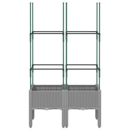 Plantenbak met latwerk 80x40x142,5 cm polypropeen lichtgrijs