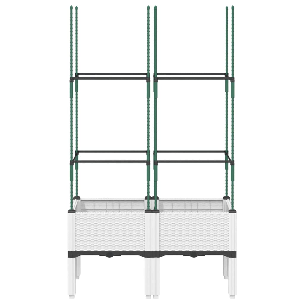 Plantenbak met latwerk 80x40x142,5 cm polypropeen wit