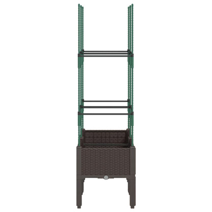 Plantenbak met latwerk 80x40x142,5 cm polypropeen bruin
