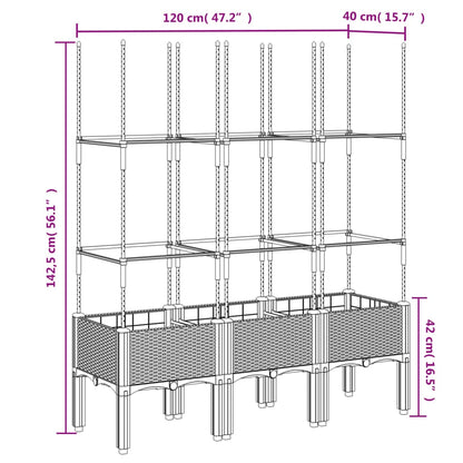 Plantenbak met latwerk 120x40x142,5 cm polypropeen grijs