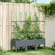 Plantenbak met latwerk 120x40x142,5 cm polypropeen blauwgrijs