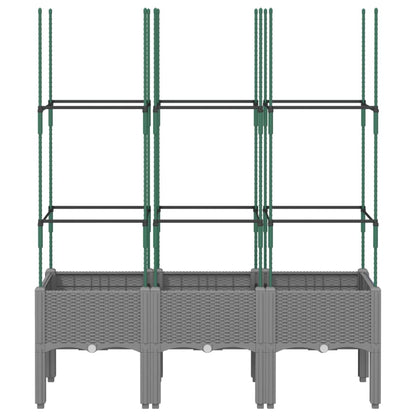 Plantenbak met latwerk 120x40x142,5 cm polypropeen lichtgrijs