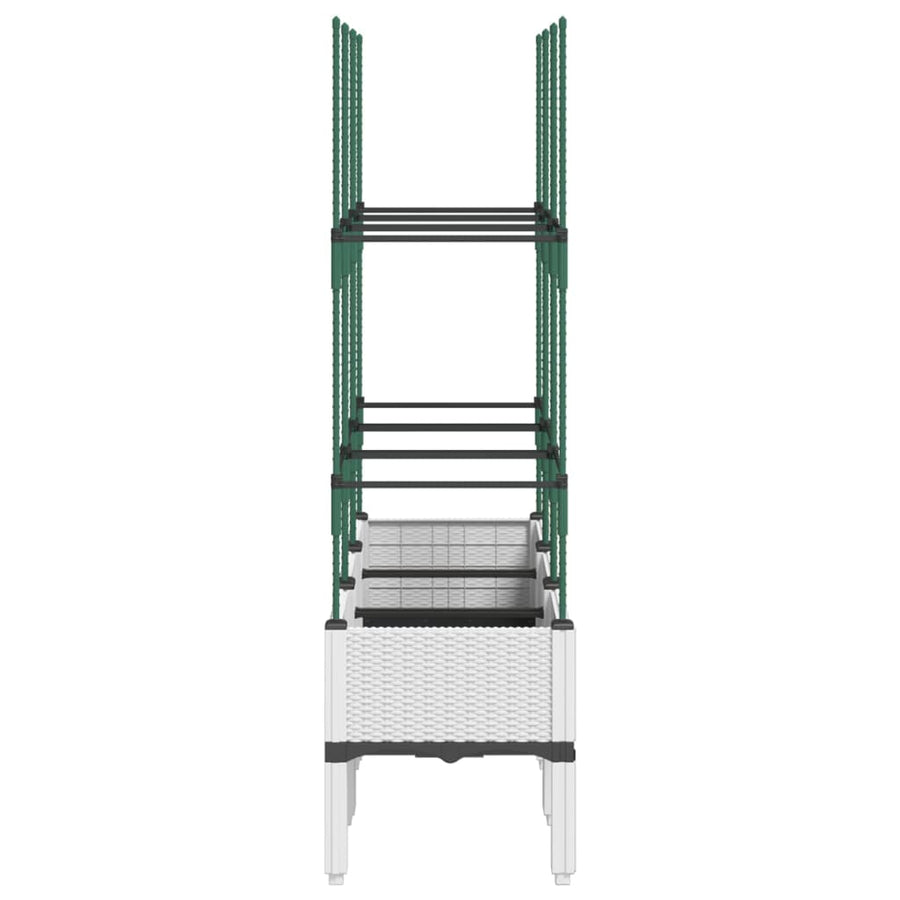 Plantenbak met latwerk 120x40x142,5 cm polypropeen wit
