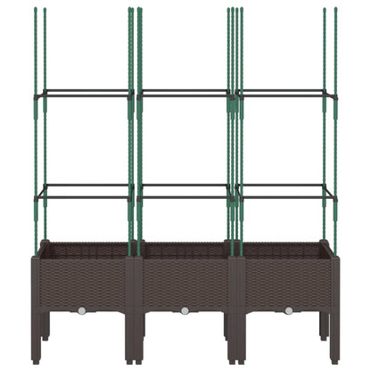 Plantenbak met latwerk 120x40x142,5 cm polypropeen bruin