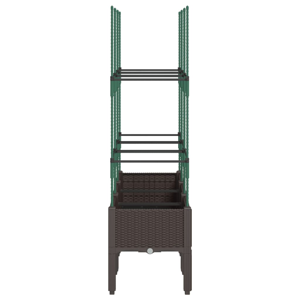 Plantenbak met latwerk 120x40x142,5 cm polypropeen bruin