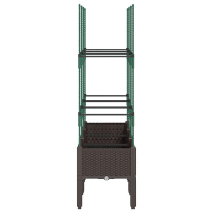 Plantenbak met latwerk 120x40x142,5 cm polypropeen bruin