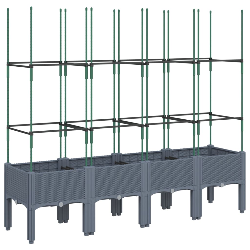 Plantenbak met latwerk 160x40x142,5 cm polypropeen grijs