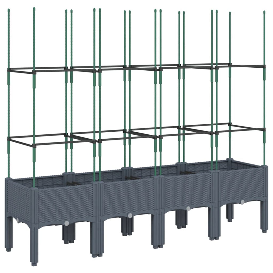 Plantenbak met latwerk 160x40x142,5 cm polypropeen grijs