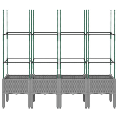 Plantenbak met latwerk 160x40x142,5 cm polypropeen lichtgrijs